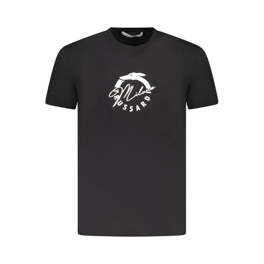 T-Shirt by Trussardi for men in cotton black & print features an edgy silhouette, meticulously detailed with a sophisticated short-sleeve and for a truly edgy finish.