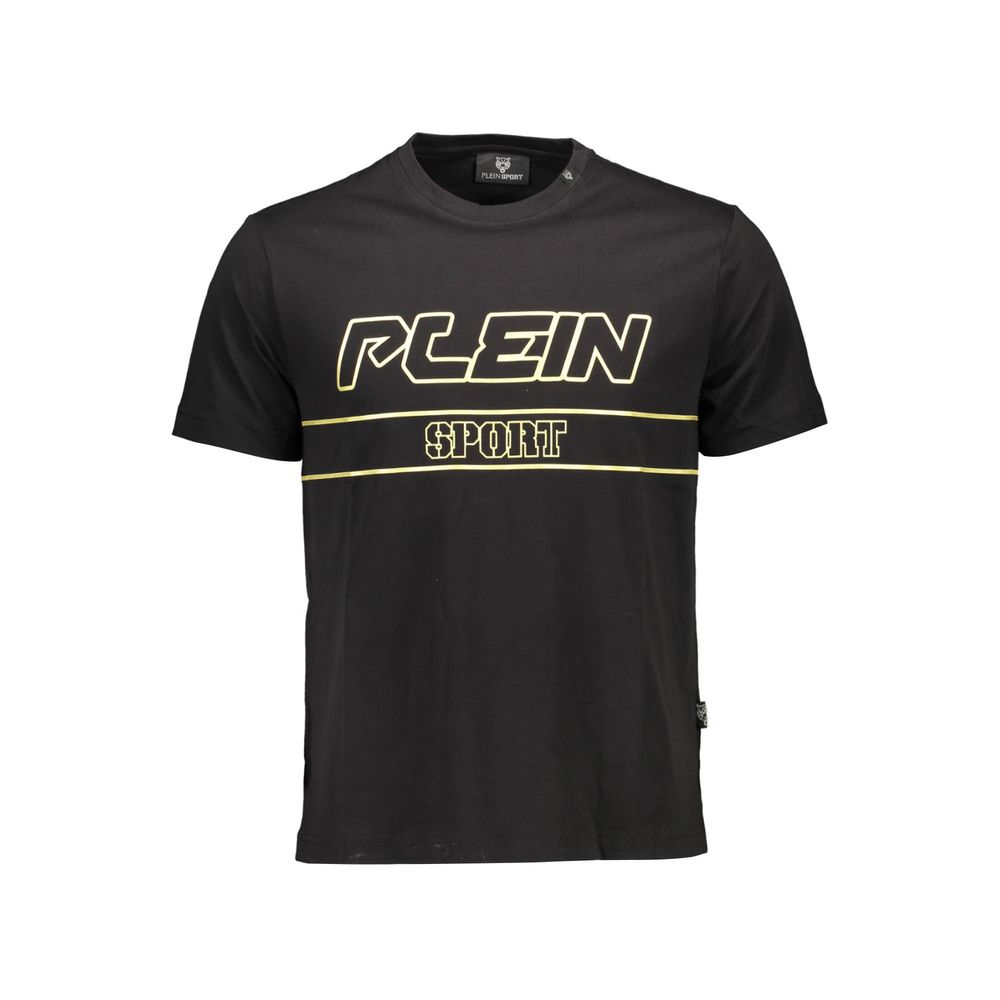 T-Shirt by Plein Sport for men in cotton black & print features an edgy silhouette, meticulously detailed with a sophisticated short-sleeve and for a truly edgy finish.