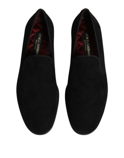 Dolce & Gabbana Men's Goat Suede Leather Loafer Slip-On Shoes - Black