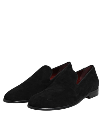 Dolce & Gabbana Men's Goat Suede Leather Loafer Slip-On Shoes - Black