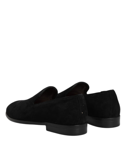 Dolce & Gabbana Men's Goat Suede Leather Loafer Slip-On Shoes - Black