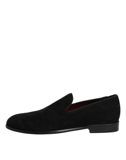Dolce & Gabbana Men's Goat Suede Leather Loafer Slip-On Shoes - Black