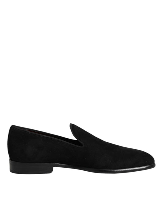 Dolce & Gabbana Men's Goat Suede Leather Loafer Slip-On Shoes - Black