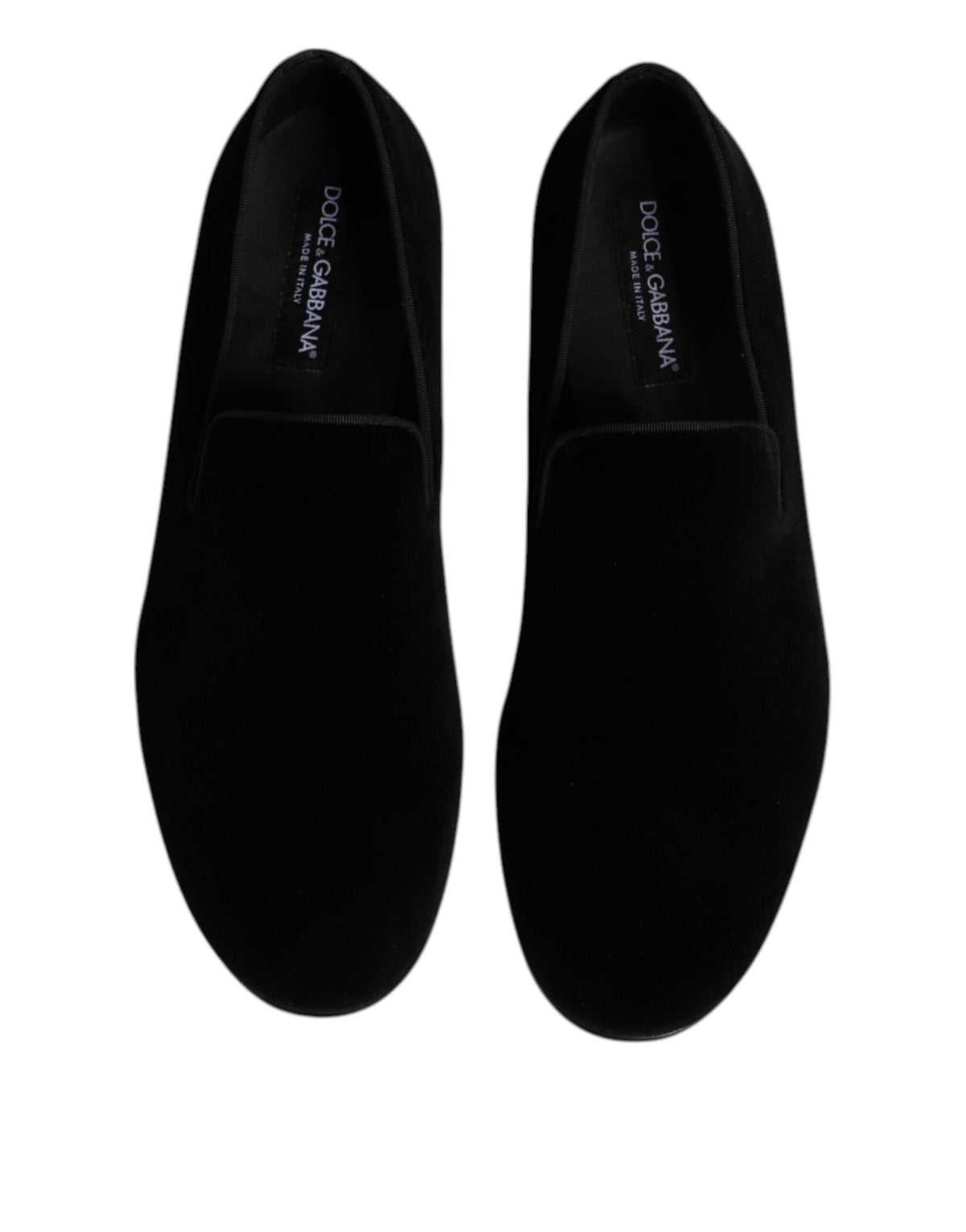 Dolce & Gabbana Men's Silk Velvet Cotton Viscose & Leather Loafer Slip-On Shoes - Black