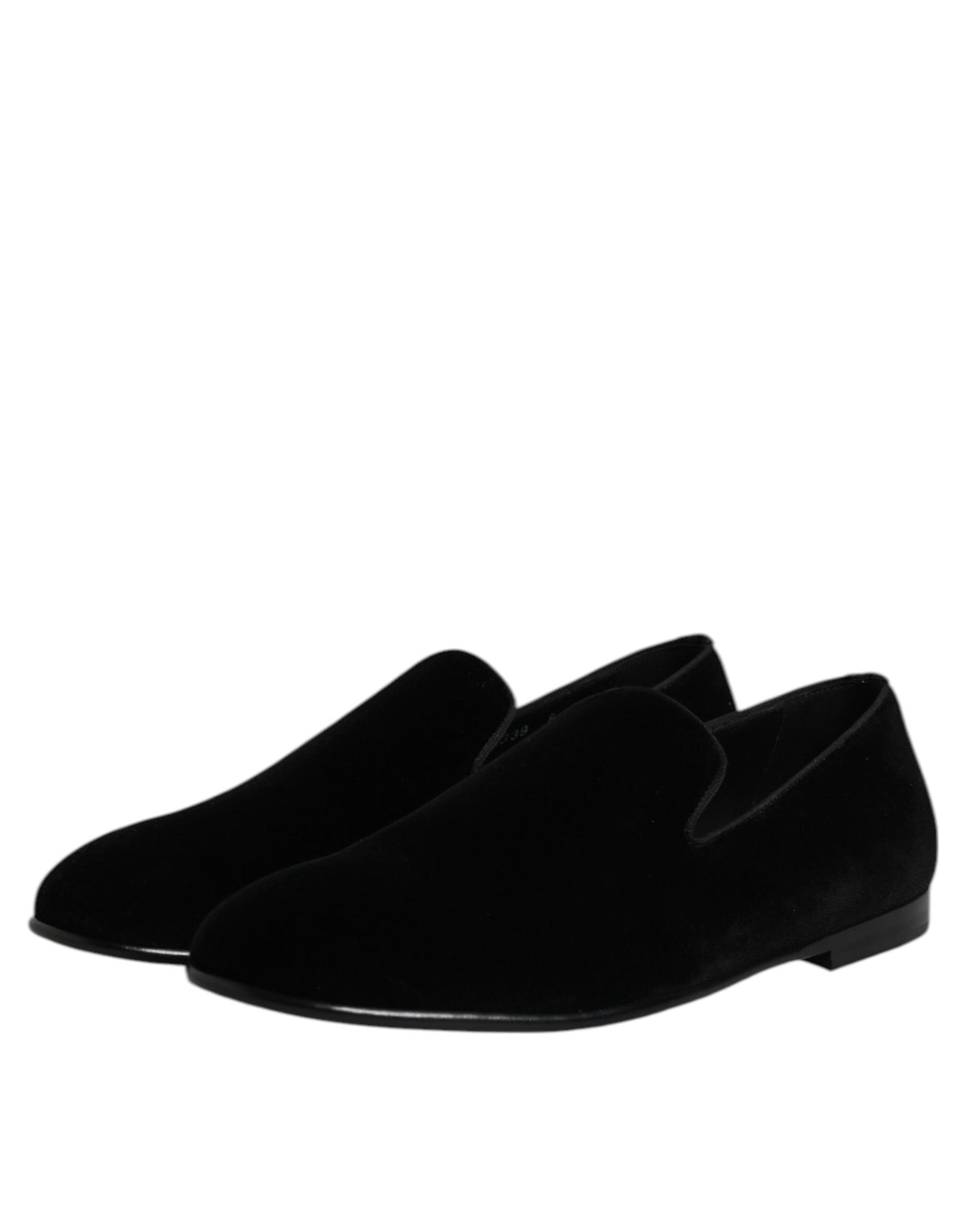 Dolce & Gabbana Men's Silk Velvet Cotton Viscose & Leather Loafer Slip-On Shoes - Black