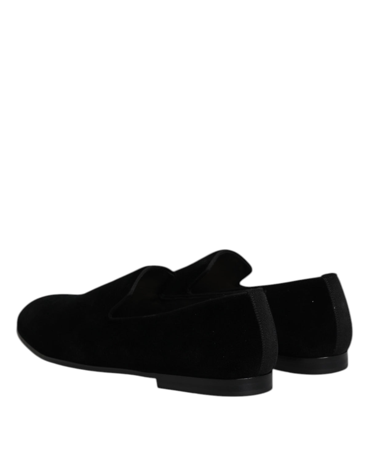 Dolce & Gabbana Men's Silk Velvet Cotton Viscose & Leather Loafer Slip-On Shoes - Black