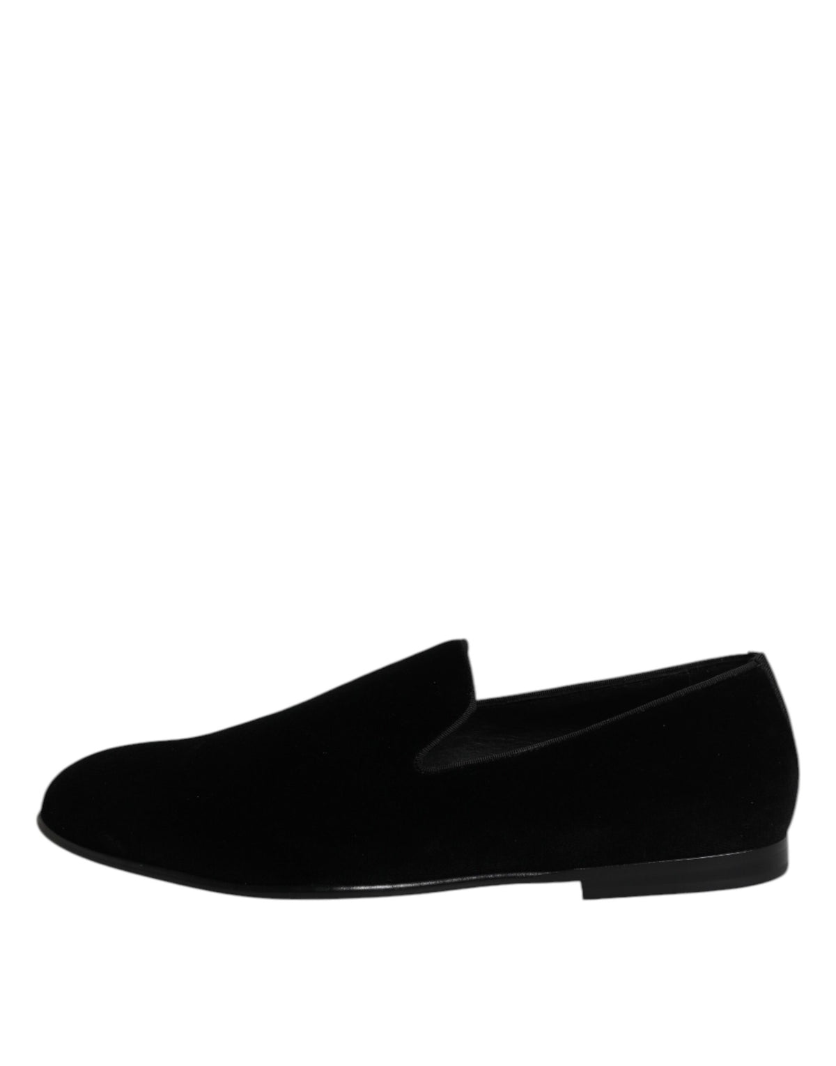 Dolce & Gabbana Men's Silk Velvet Cotton Viscose & Leather Loafer Slip-On Shoes - Black