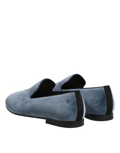 Dolce & Gabbana Men's Leather & Velvet Loafer Shoes - Blue