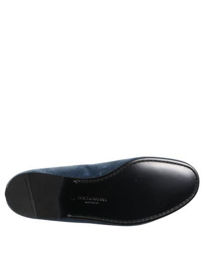 Dolce & Gabbana Men's Leather & Velvet Loafer Shoes - Blue