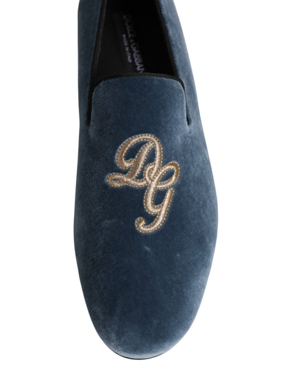 Dolce & Gabbana Men's Leather & Velvet Loafer Shoes - Blue