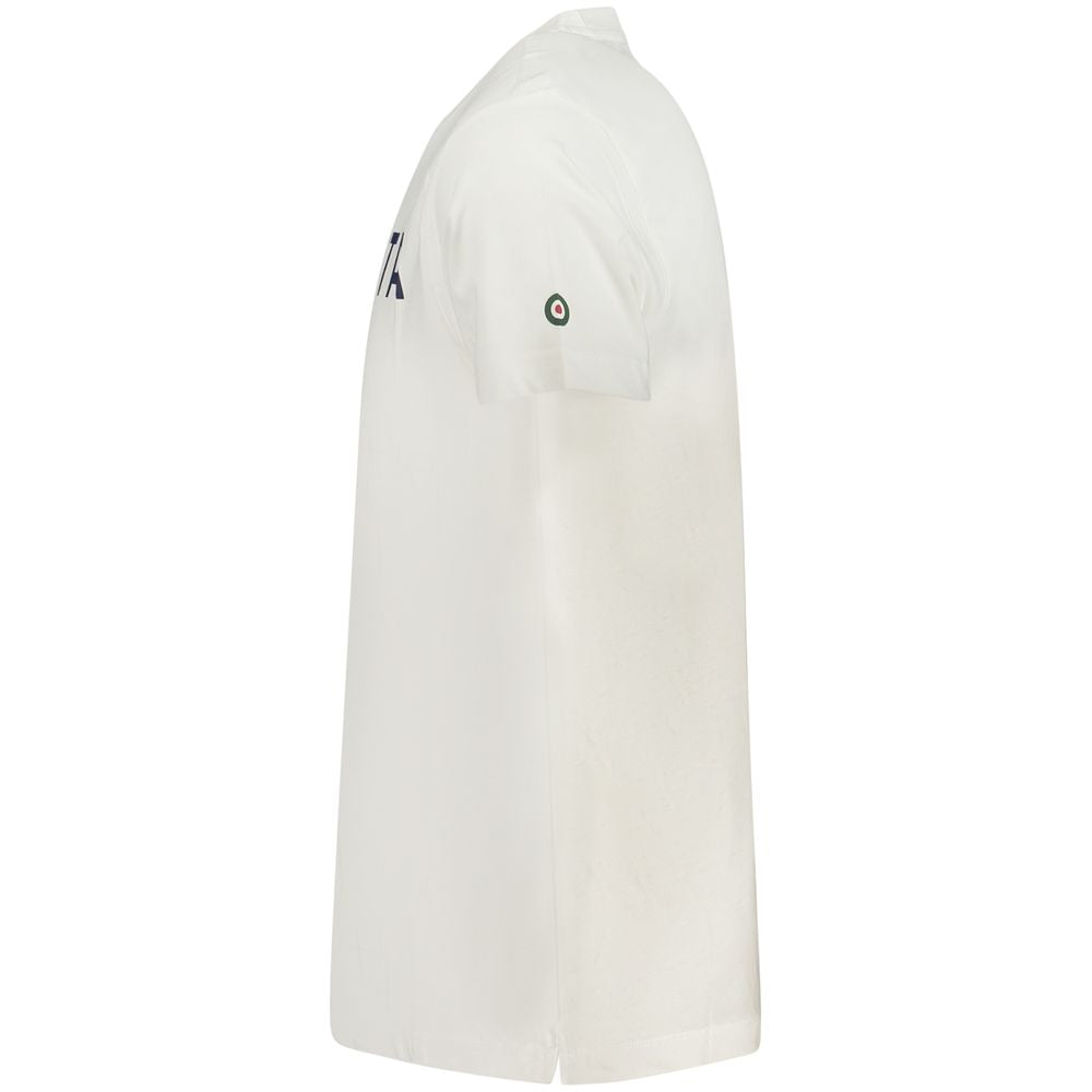T-Shirt by Armata Di Mare for men in cotton white & print showcases a dramatic silhouette, elegantly detailed with a dramatic and for a truly dramatic finish.