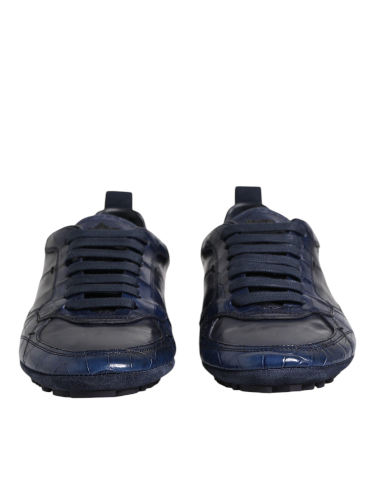 Dolce & Gabbana Men's Low Top Crocodile Skin Leather & Rubber Sneakers - Dark Blue
