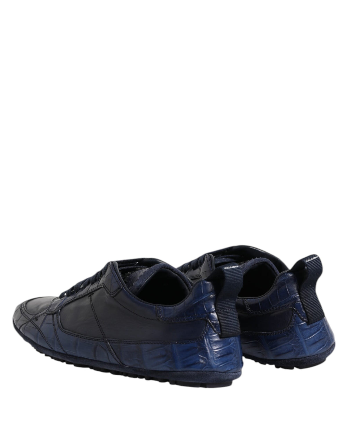Dolce & Gabbana Men's Low Top Crocodile Skin Leather & Rubber Sneakers - Dark Blue