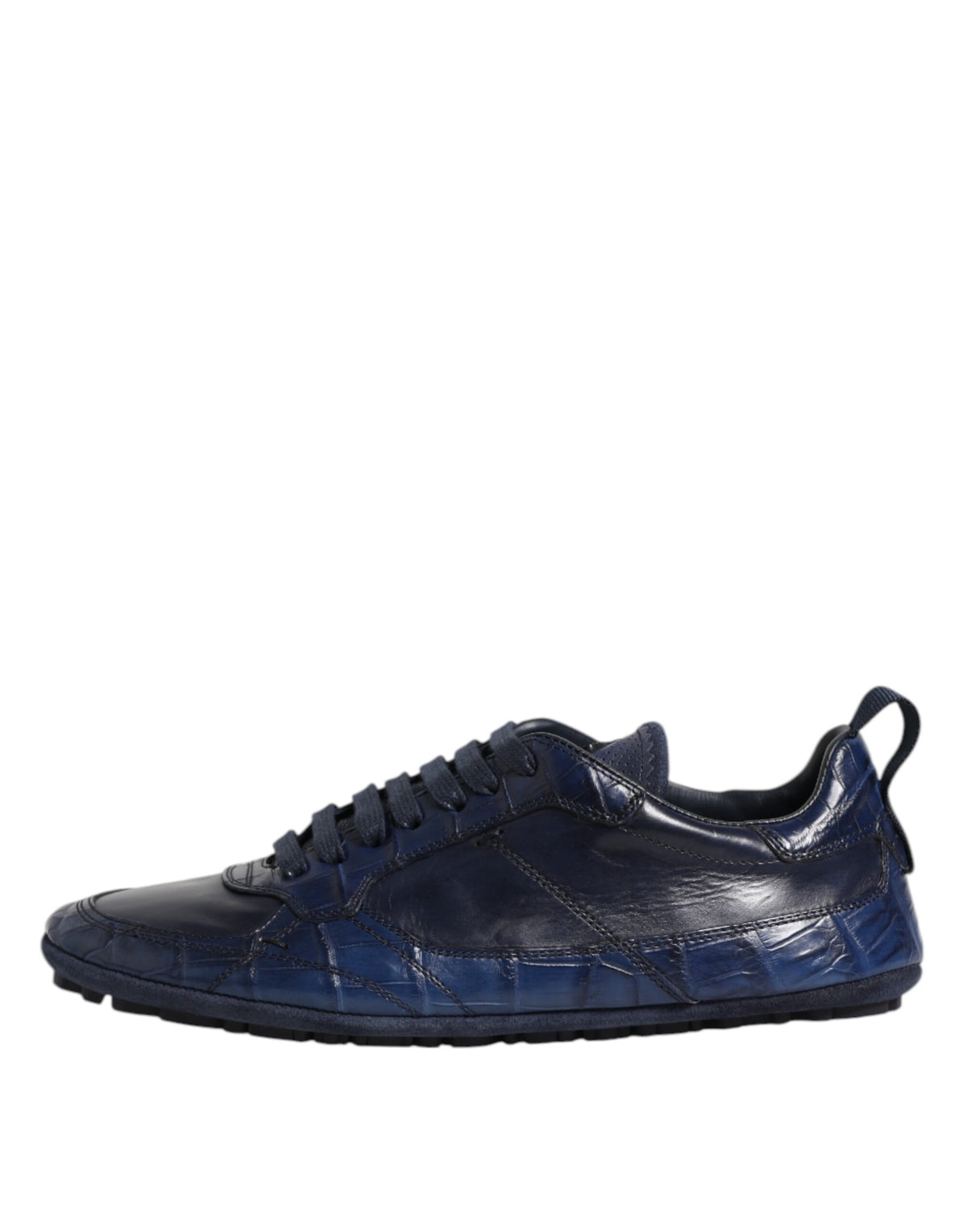 Dolce & Gabbana Men's Low Top Crocodile Skin Leather & Rubber Sneakers - Dark Blue
