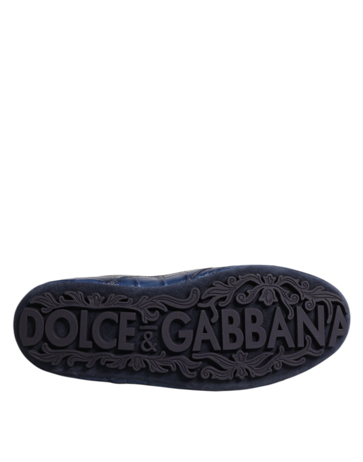 Dolce & Gabbana Men's Low Top Crocodile Skin Leather & Rubber Sneakers - Dark Blue