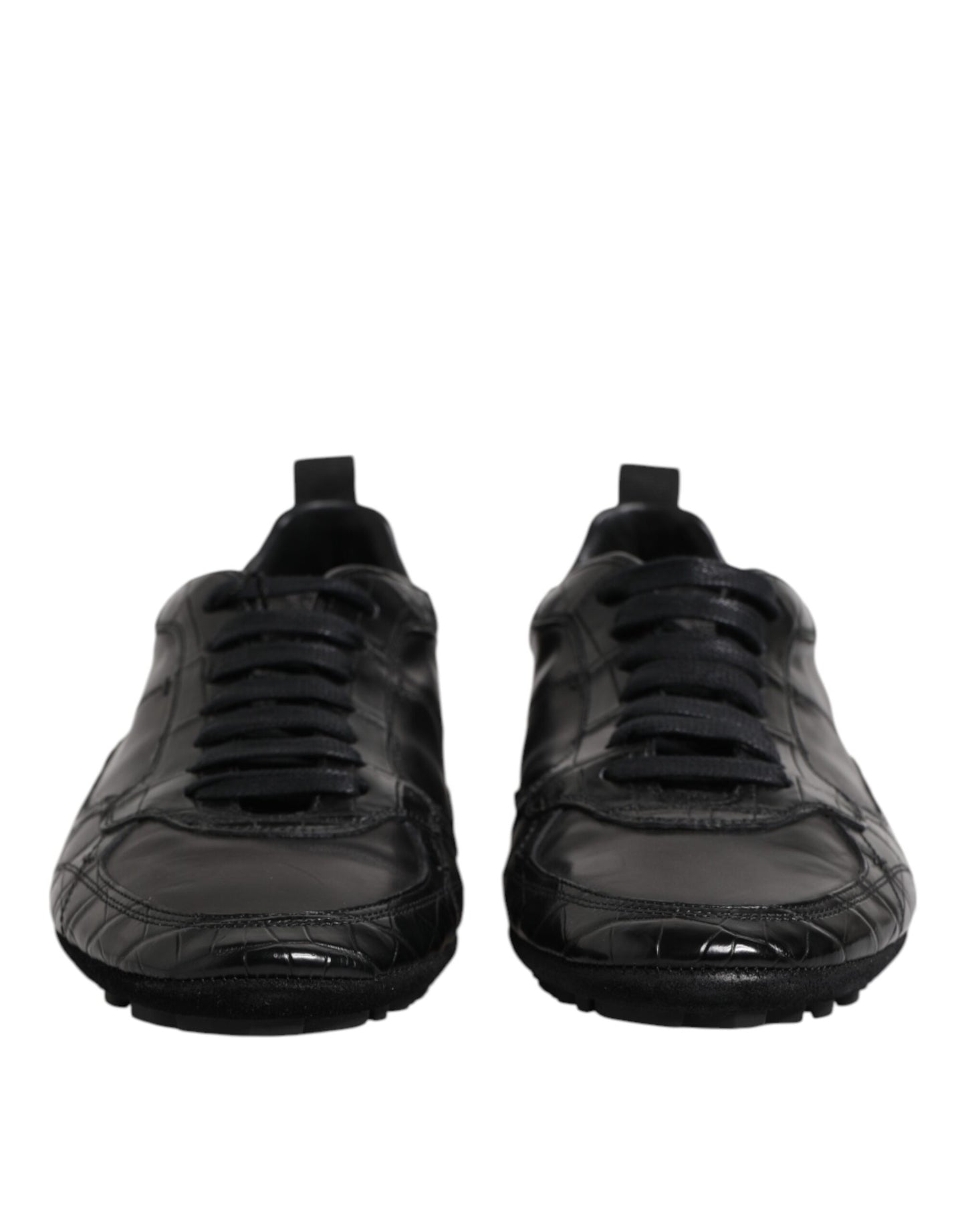 Dolce & Gabbana Black Exotic Leather Low Top Sneakers Shoes