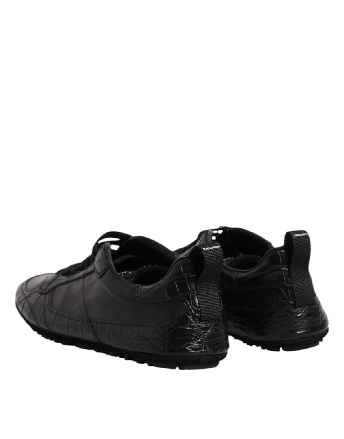 Dolce & Gabbana Men's Low Top Calfskin Crocodile Leather & Rubber Sneakers - Black