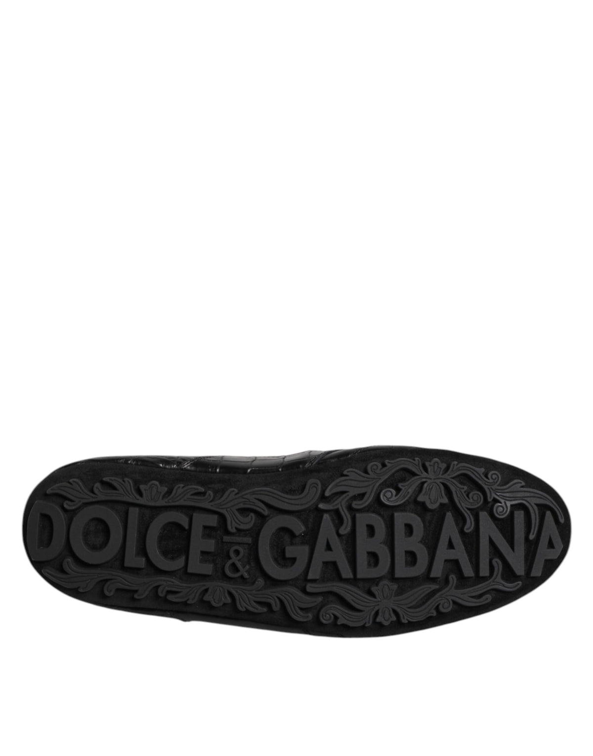 Dolce & Gabbana Men's Low Top Calfskin Crocodile Leather & Rubber Sneakers - Black