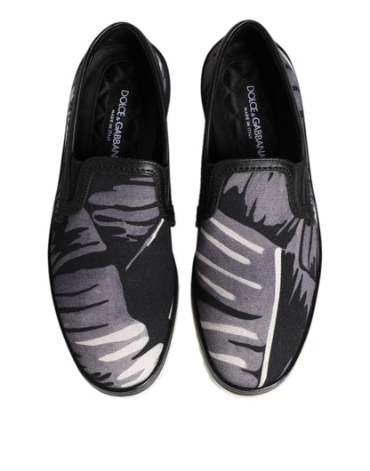 Dolce & Gabbana Men's Low Top Slip On Cotton & Leather Sneakers - Black