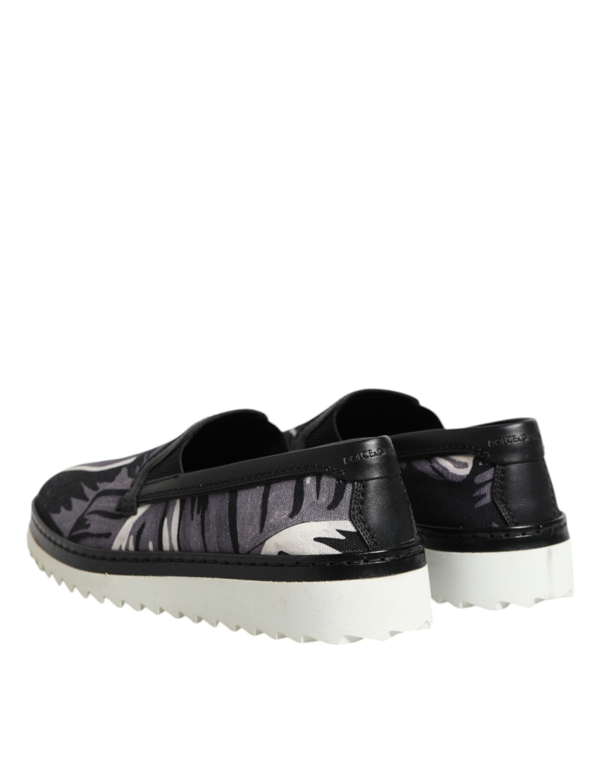 Dolce & Gabbana Men's Low Top Slip On Cotton & Leather Sneakers - Black