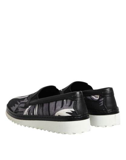 Dolce & Gabbana Men's Low Top Slip On Cotton & Leather Sneakers - Black