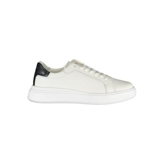 Sneakers by Calvin Klein for men in polyester polyethylene leather white features an sumptuous design from the Men's Low Top Polyester Polyethylene Leather Sneakers collection, highlighting a sumptuous low-top style for a premium, high-fashion look.