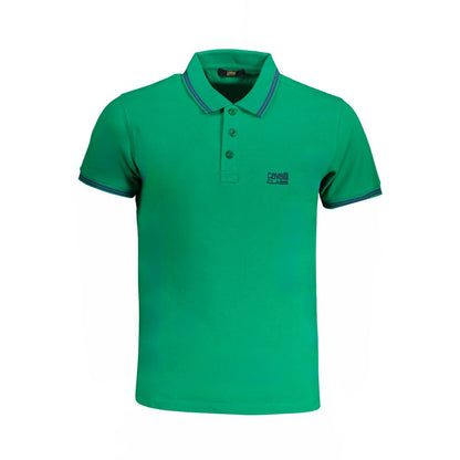 Polo Shirt by Cavalli Class for men in cotton green presents a sleek silhouette, featuring a refined and for a sleek finish.