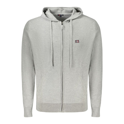 Hooded Cardigan by Norway 1963 for men in viscose polyester & polyamide gray, brown & signature features a dramatic silhouette, showcasing a sophisticated hooded neckline and dramatic long-sleeve detail for a timeless, premium look.