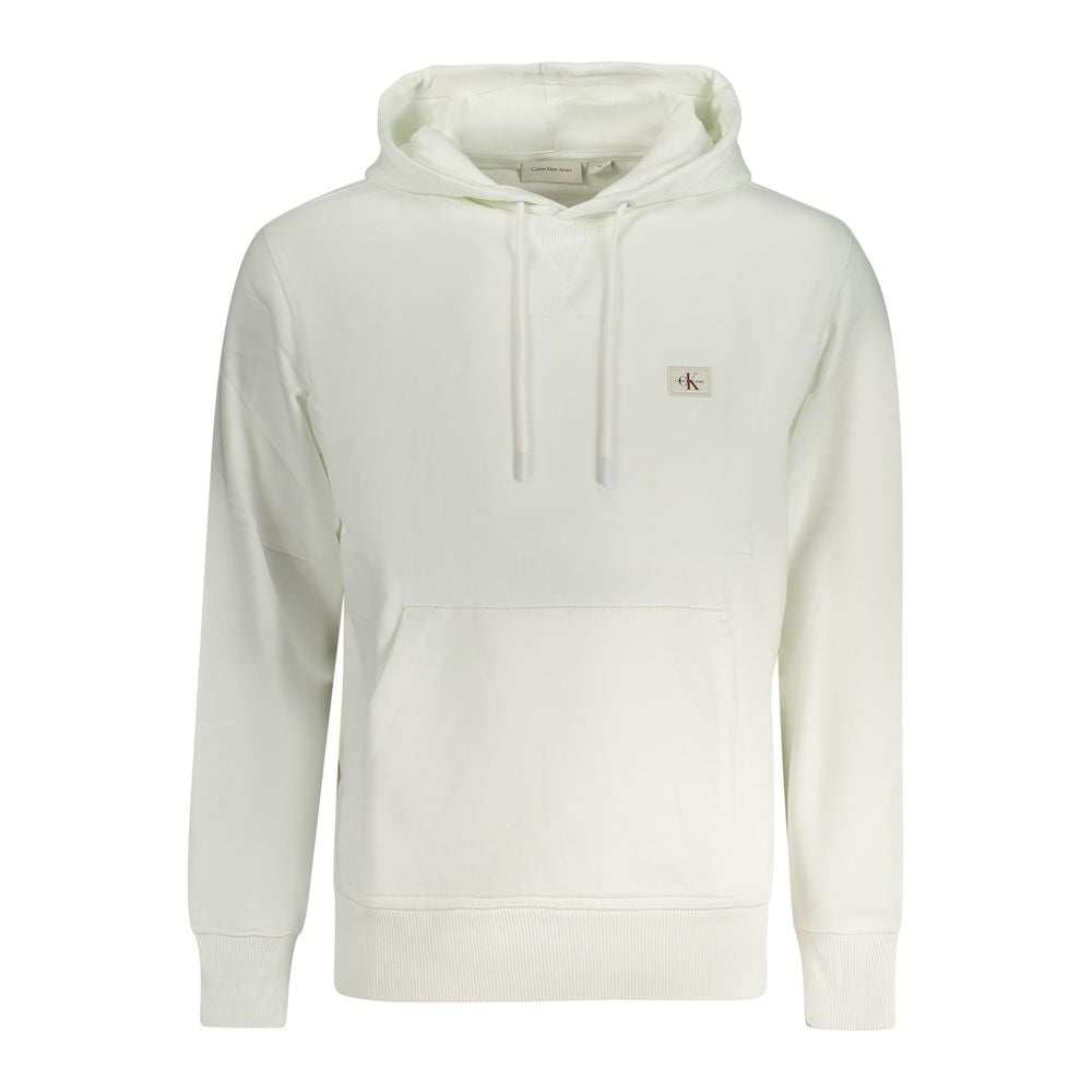 Hooded Sweatshirt Hoodie by Calvin Klein for men in stretch cotton white features a slouchy chic silhouette, detailed with a slouchy chic and a signature hooded neckline for an elevated aesthetic.