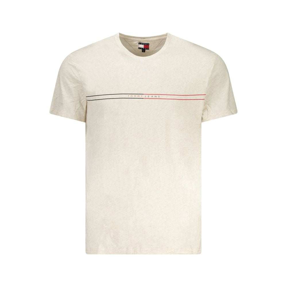 T-Shirt by Tommy Hilfiger for men in cotton beige & print features an edgy silhouette, meticulously detailed with a sophisticated short-sleeve and crew neckline for a truly edgy finish.