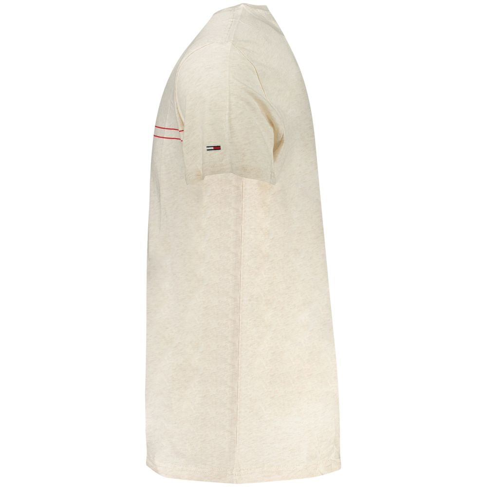 T-Shirt by Tommy Hilfiger for men in cotton beige & print showcases a fashionable silhouette, elegantly detailed with a fashionable and crew neckline for a sophisticated, high-fashion look.