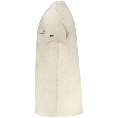 T-Shirt by Tommy Hilfiger for men in cotton beige & print showcases a fashionable silhouette, elegantly detailed with a fashionable and crew neckline for a sophisticated, high-fashion look.