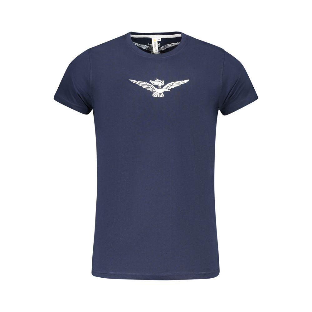 T-Shirt by Accademia Militare for men in cotton blue & print showcases a fashionable silhouette, elegantly detailed with a fashionable short-sleeve and crew neckline for a sophisticated, high-fashion look.