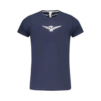 T-Shirt by Accademia Militare for men in cotton blue & print showcases a fashionable silhouette, elegantly detailed with a fashionable short-sleeve and crew neckline for a sophisticated, high-fashion look.