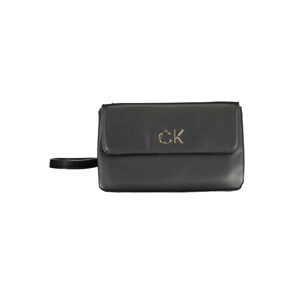 Calvin Klein Black Polyester Leather Effect Shoulder Handbag