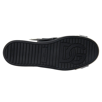 Dolce & Gabbana Black Leather Low Top Sneakers Portofino Shoes
