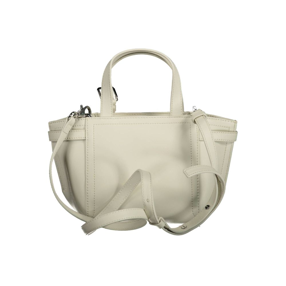 Calvin Klein White Faux Leather Twin Handle Shopper Handbag