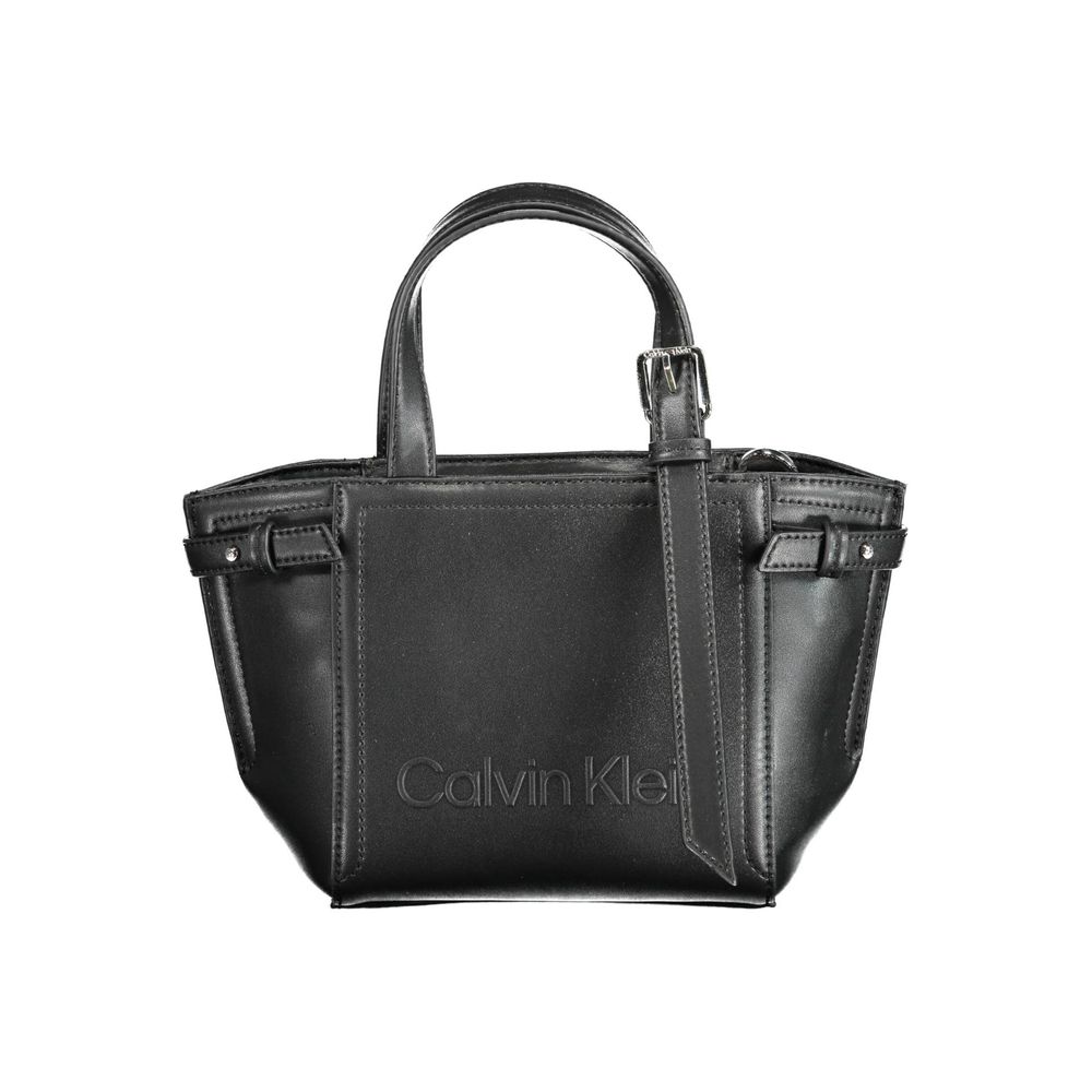 Calvin Klein Black Polyester Leather Effect Shopper Handbag