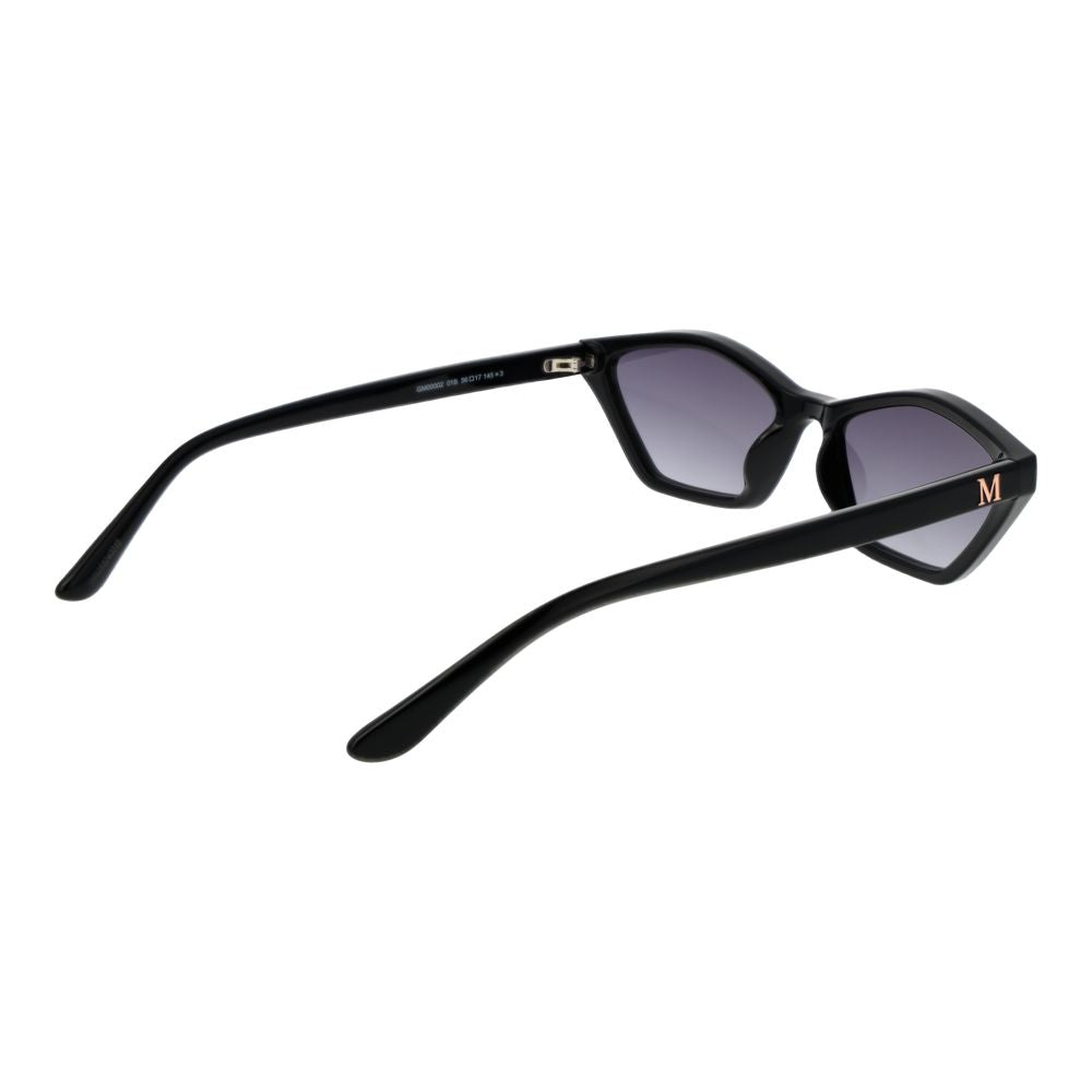 Sunglasses by Marciano by Guess for women in plastic black features an lustrous full-rim geometric frame design with black coloured frame detailing and gradient category-3-dark-tint lens for a lustrous aesthetic.
