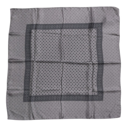 Dolce & Gabbana Gray Polka Dot Silk Square Men Foulard Scarf