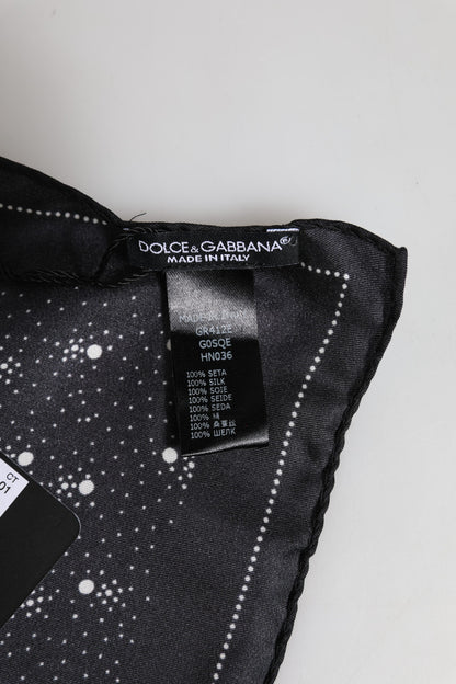 Dolce & Gabbana Silk Foulard Square Scarf - Black White