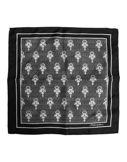 Dolce & Gabbana Black White Printed Square Foulard Scarf