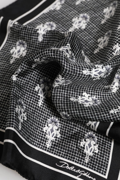 Dolce & Gabbana Black White Printed Square Foulard Scarf
