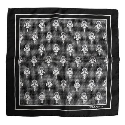 Dolce & Gabbana Black White Printed Square Foulard Scarf