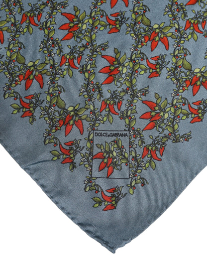 Dolce & Gabbana Gray Chilis Silk Square Men Foulard Scarf