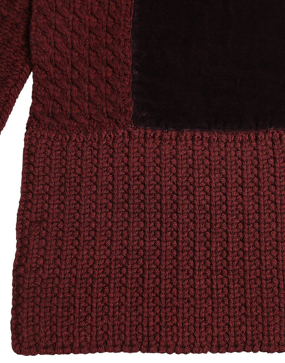 Dolce & Gabbana Maroon Black Neck Warmer Wrap Shawl Scarf