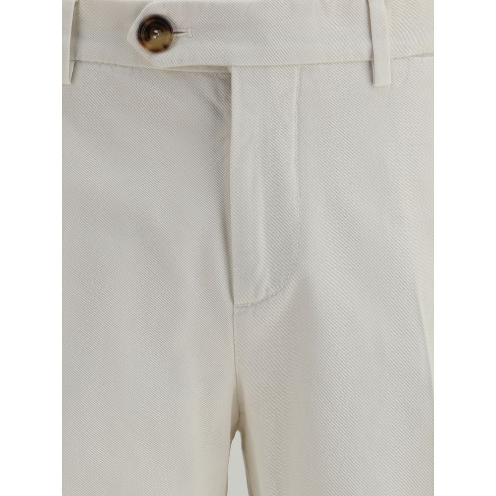 Brunello Cucinelli White Cotton Dyed Pants