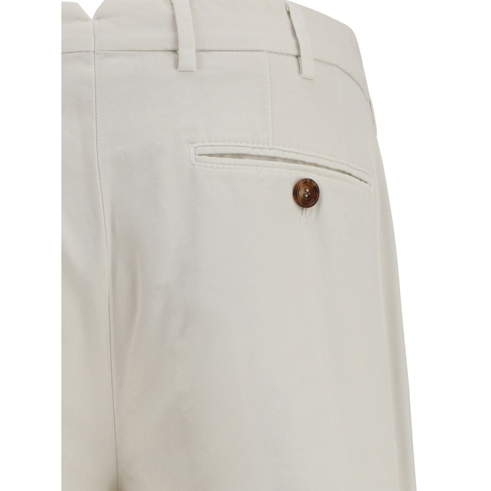 Brunello Cucinelli White Cotton Dyed Pants