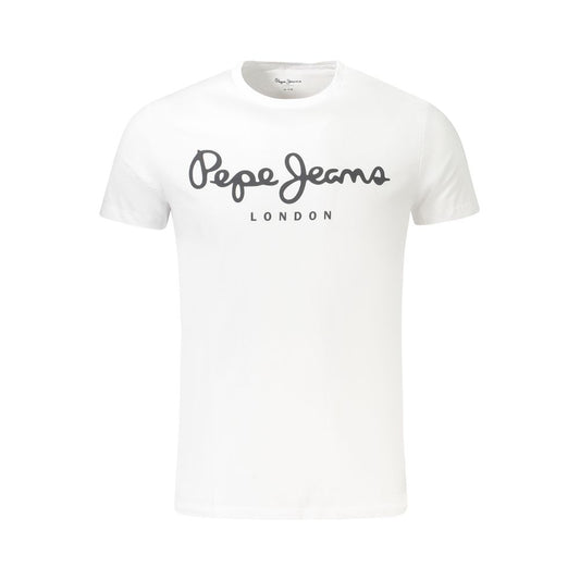 T-Shirt by Pepe Jeans for men in stretch cotton white & print showcases a chic silhouette, artfully detailed with a chic crew neckline and for a chic finish.