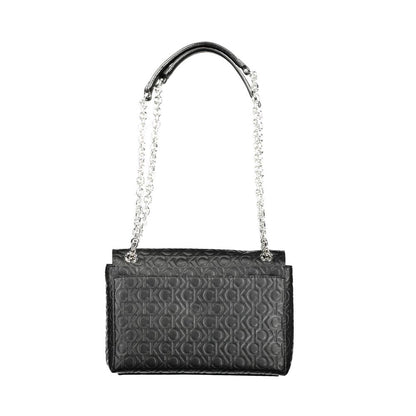 Calvin Klein Black CK Embossed Leather Effect Polyester Chain Shoulder Bag